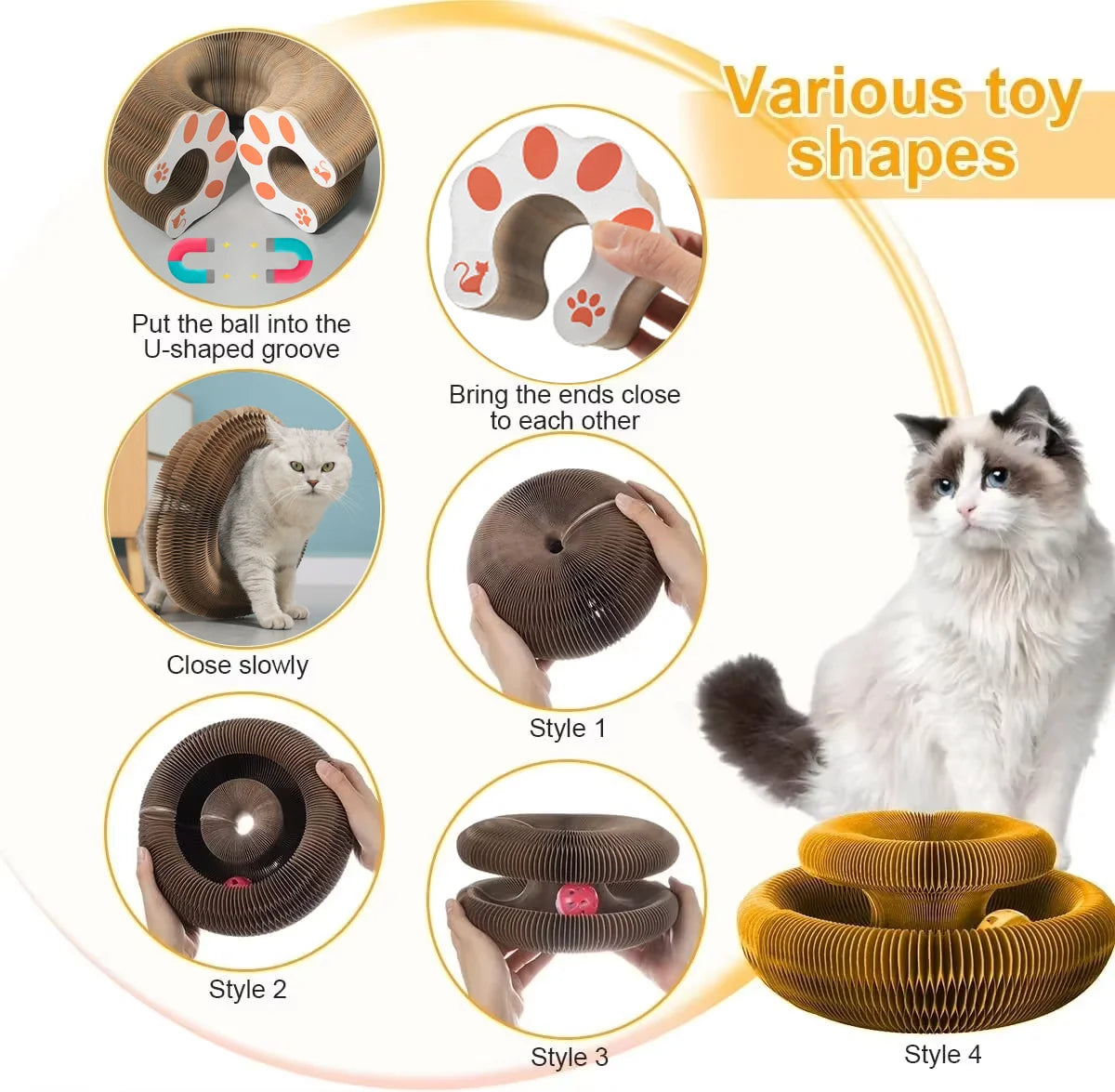Round Corrugated Cat Scratcher with Ball Track – Multi-Functional Cat Toy & Claw Board