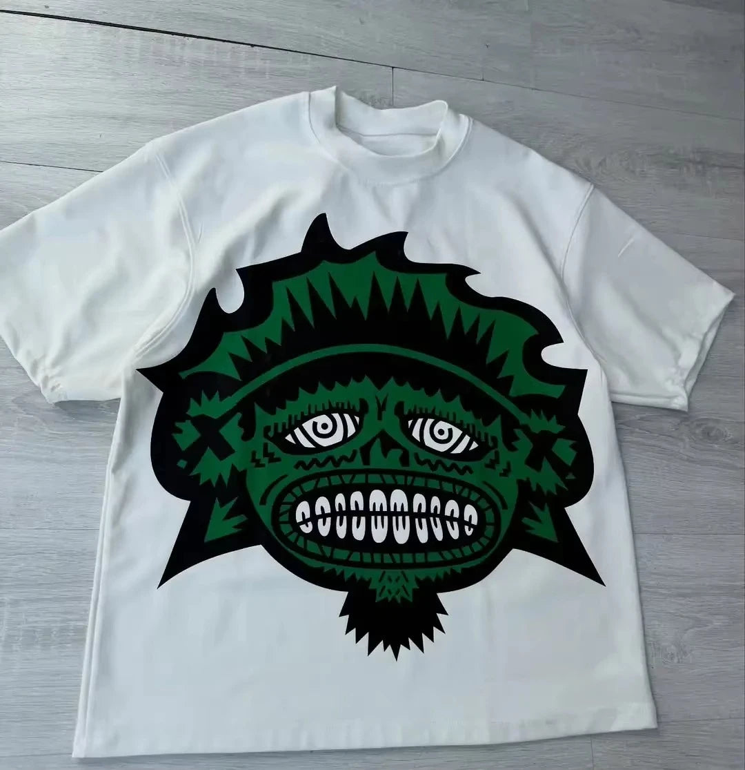 Y2K Harajuku Cartoon Print Oversized T-Shirt – Retro Streetwear for Men & Women