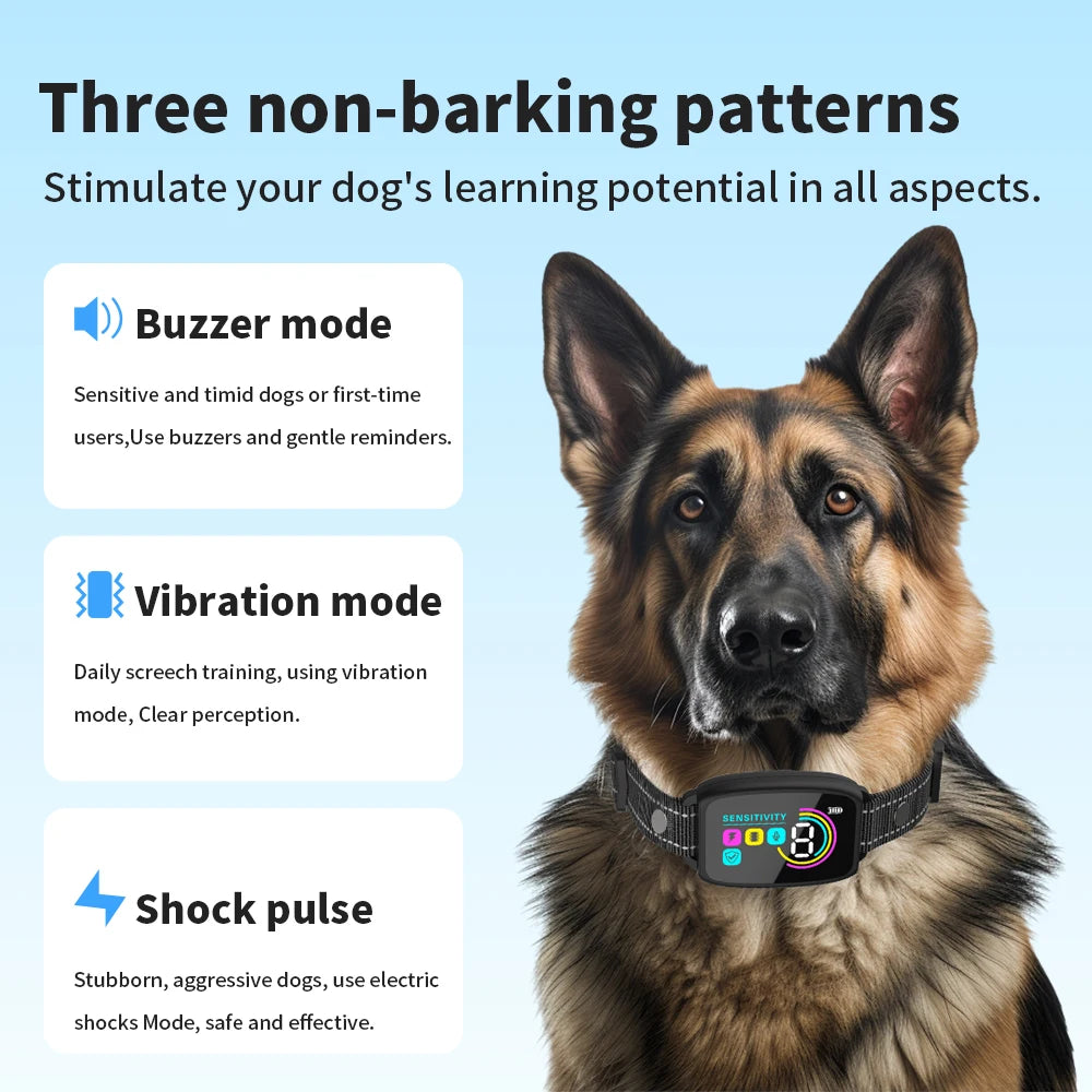 Smart Automatic Anti-Barking Dog Collar | Rechargeable Shock & Vibration Training Collar for All Dog Sizes