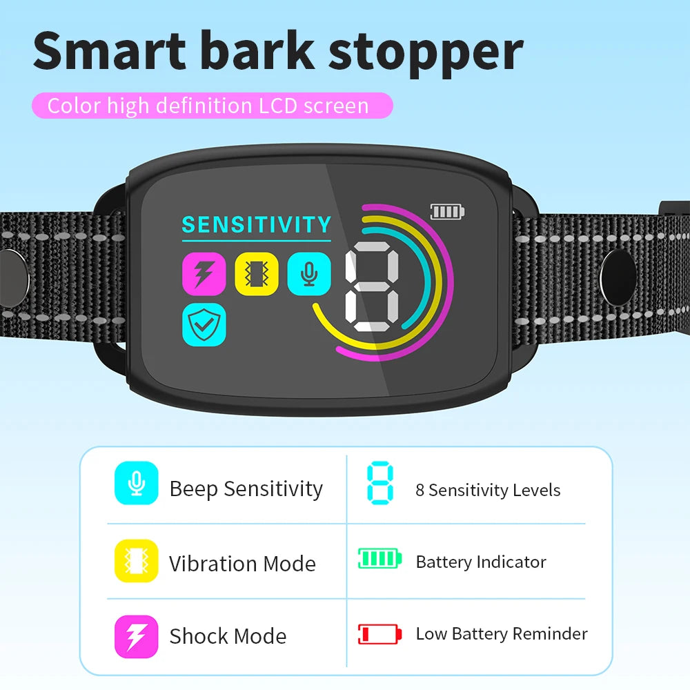 Smart Automatic Anti-Barking Dog Collar | Rechargeable Shock & Vibration Training Collar for All Dog Sizes