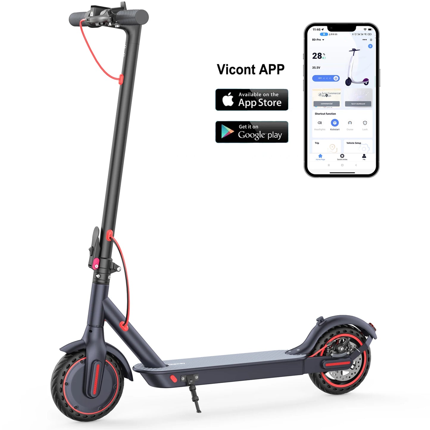 LP60 Electric Scooter – 350W, 8.5-inch Honeycomb Tires, Foldable, Smart APP Control, Dual Braking System, 40–60 km Range