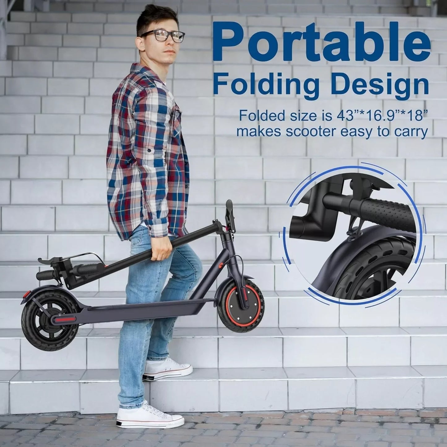 LP60 Electric Scooter – 350W, 8.5-inch Honeycomb Tires, Foldable, Smart APP Control, Dual Braking System, 40–60 km Range