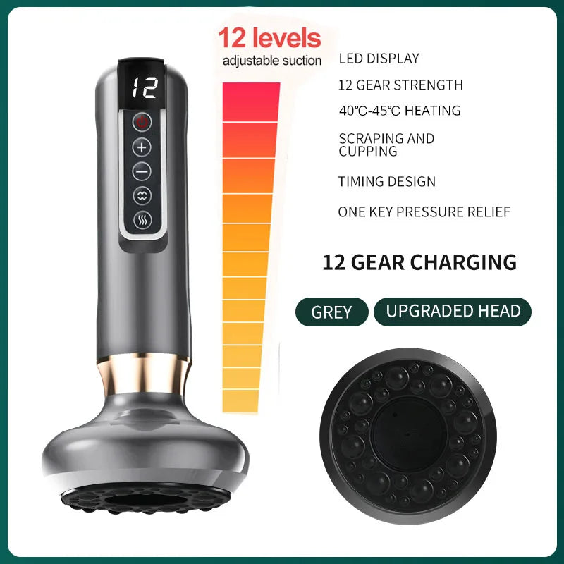 Hailicare Electric Cupping & Scraping Massager – 12-Level Adjustable Vacuum Suction with Infrared Heating
