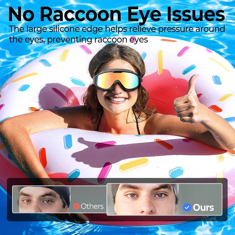 Integrated Earplugs Adult Big Frame Swimming Goggles – Anti-Fog & UV Protection
