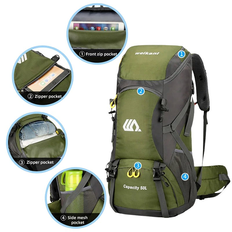 50L Large Travel Backpack – Multifunctional Outdoor Rucksack