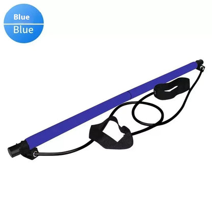 Pilates Stick Bar with Resistance Bands – Adjustable Home Workout Fitness Bar for Yoga, Stretching & Full Body Training