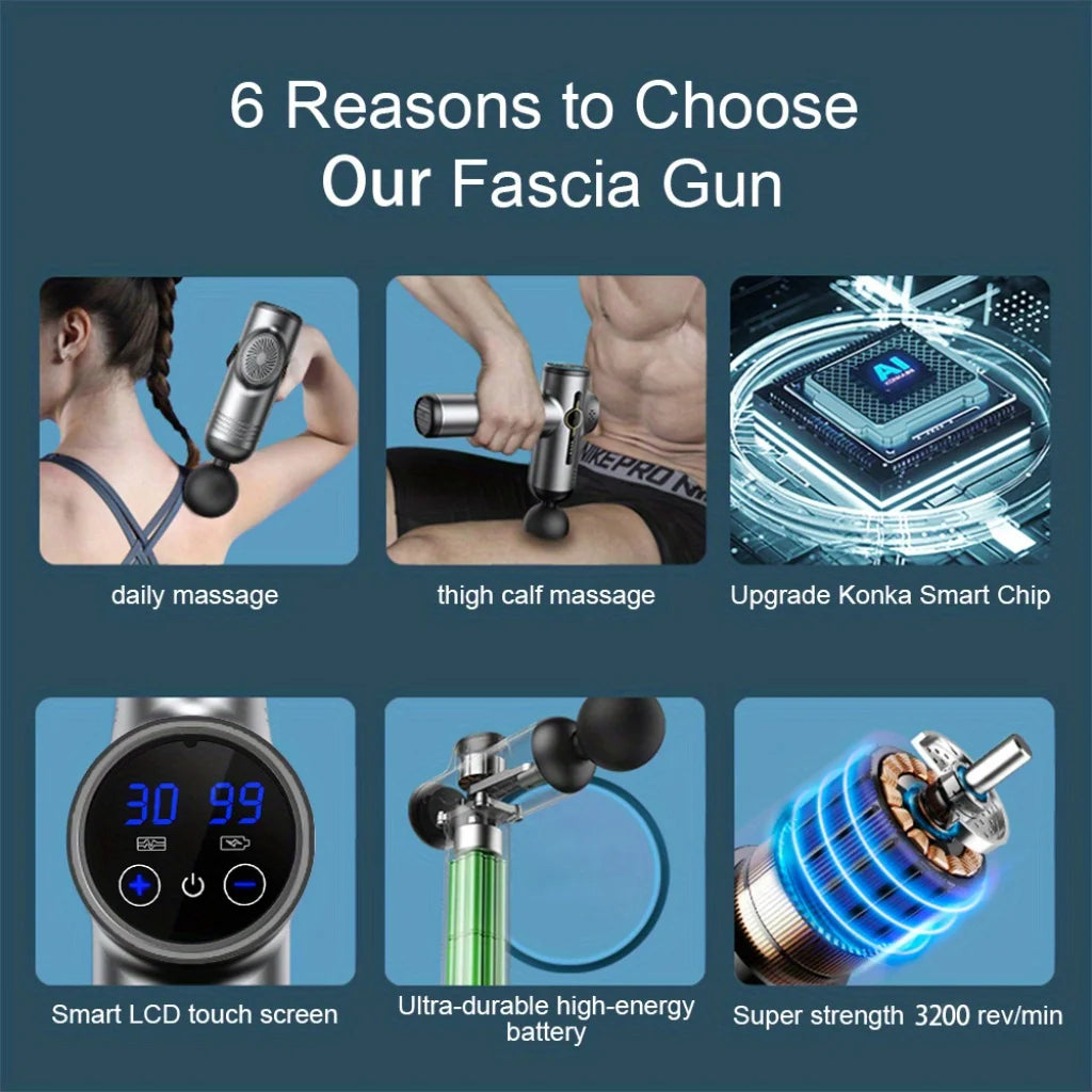 Portable Fascia Vibration Massage Gun – Deep Muscle Relaxation for Body, Neck & Back