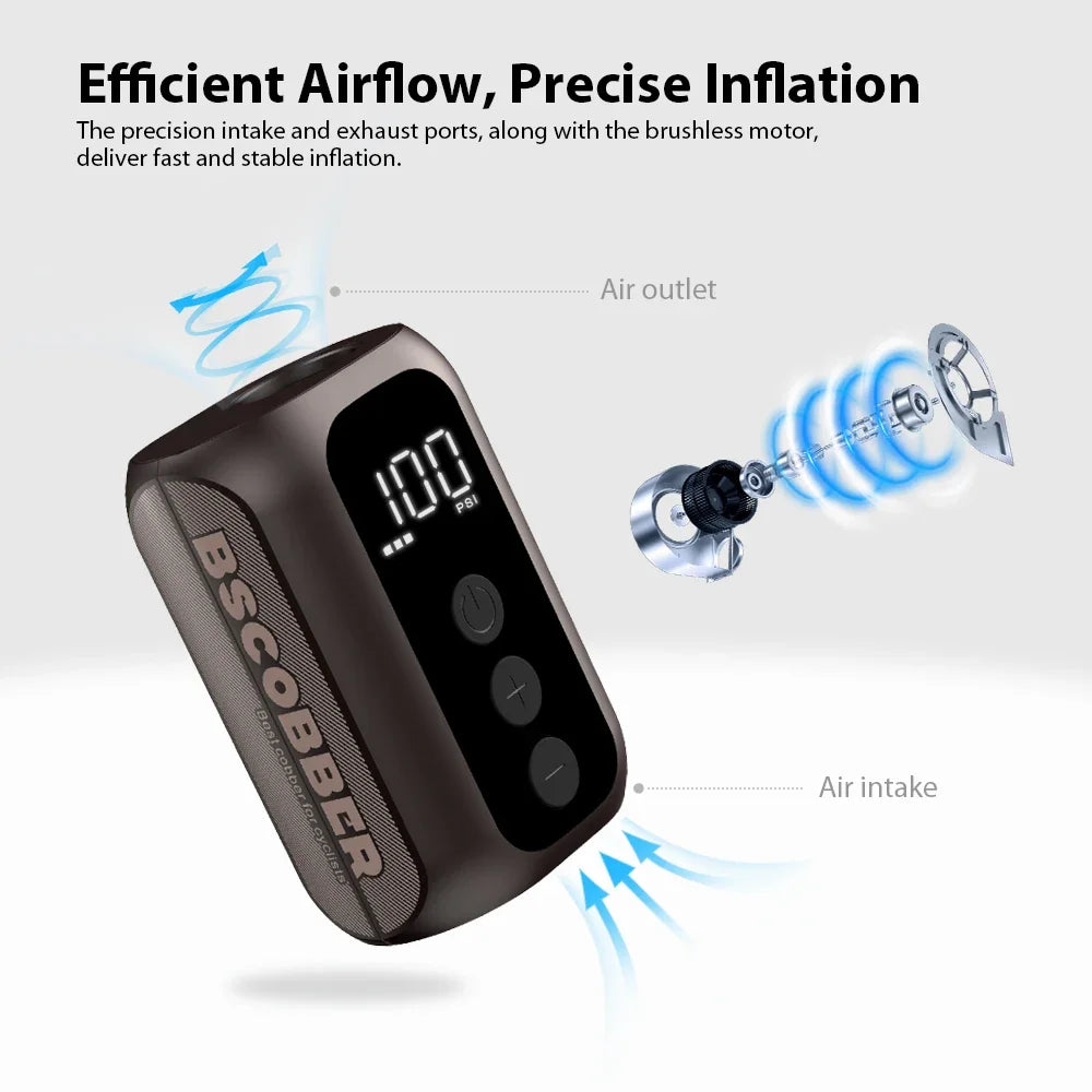 BSCOBBER A5mini Portable Air Pump – Rechargeable Wireless Tire Inflator 100PSI