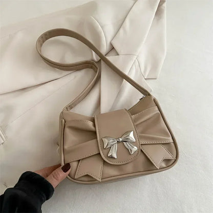 2025Trendy Bow Shoulder Bag Handbag Casual Underarm Bag Daily Commuting Bags PU Leather Lady Banquet Bag Business Women's Bags