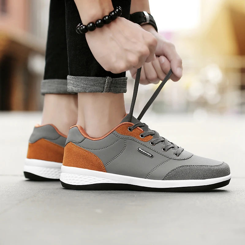 YRZL Men’s Waterproof Casual Sneakers – Spring & Autumn Lightweight Leather Shoes