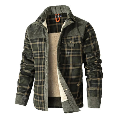 Men's Jackets Winter Windproof Warm Casual Bomber Coat Plaid Sherpa Lined Flannel Outdoor Classic Jacket Men US Size