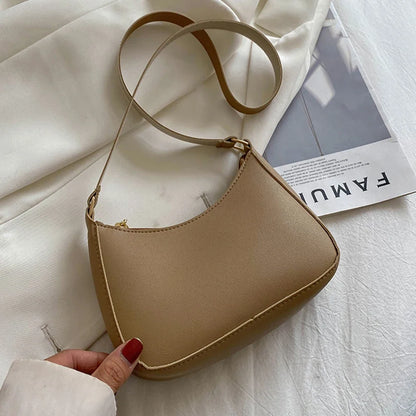 New Women's Fashion Handbags Retro Solid Color PU Leather Shoulder Underarm Bag Casual Women Hobos Handbags sac à main femme