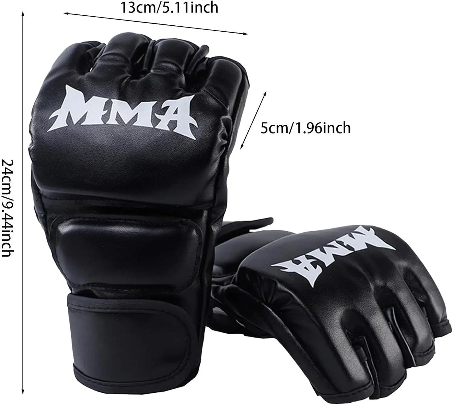 Kick Boxing Gloves – PU Leather Half-Finger Gloves for Men, Women & Kids