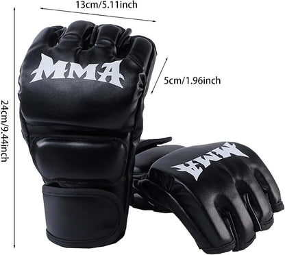 Kick Boxing Gloves – PU Leather Half-Finger Gloves for Men, Women & Kids