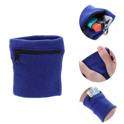 Unisex Sports Wristband with Zipper Pocket – Running, Gym & Cycling Sweatband Wallet