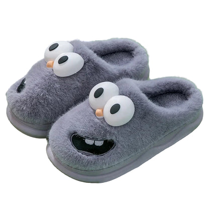 Men’s Plush Cartoon Winter Slippers – Warm Indoor Non-Slip Cotton Shoe