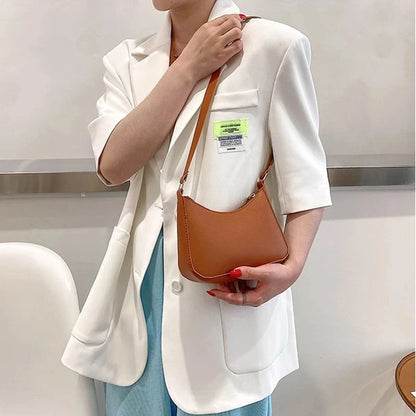 New Women's Fashion Handbags Retro Solid Color PU Leather Shoulder Underarm Bag Casual Women Hobos Handbags sac à main femme