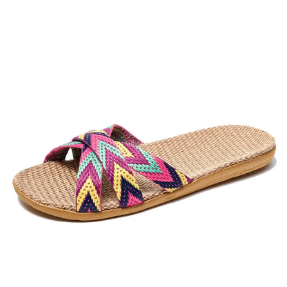 Indoor Women’s Linen Slippers – Lightweight Summer Home Shoes for Couples