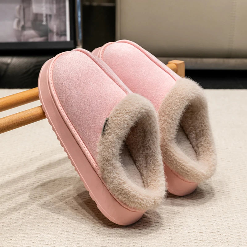Fluffy Men’s Winter Slippers – Faux Suede Indoor Shoes with Plush Lining & Anti-Slip Sole