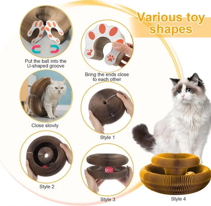 Round Corrugated Cat Scratcher with Ball Track – Multi-Functional Cat Toy & Claw Board