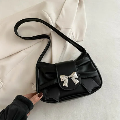 2025Trendy Bow Shoulder Bag Handbag Casual Underarm Bag Daily Commuting Bags PU Leather Lady Banquet Bag Business Women's Bags