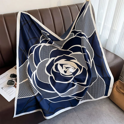 90*90Cm Square Scarf Twill Silk Feeling Women Head Shawls and Wraps Luxury Hair Tree Print Neck Scarves Hijab Bandana Pashmina