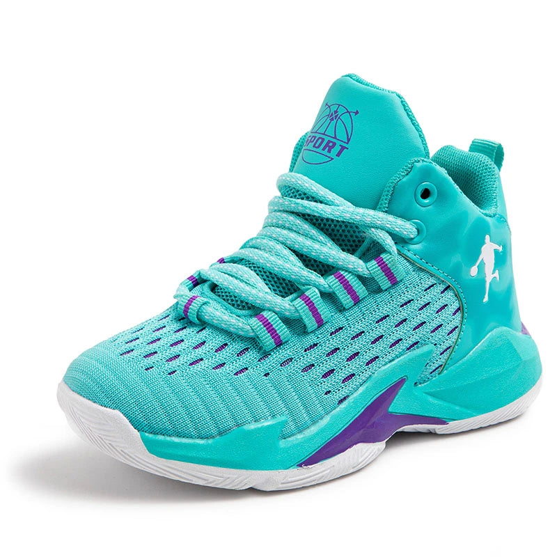 Children’s Basketball Shoes Non-Slip Breathable Lace-Up Training Sneakers Boys Girls Athletic Sports Shoes