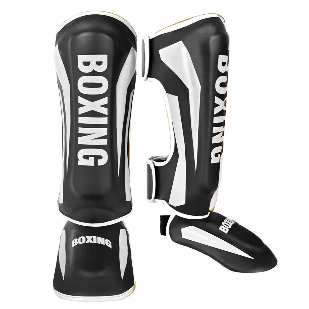 Muay Thai Shin Guards & Instep Protection – Thickened Sanda Boxing Leg Guards for Kickboxing, MMA Training & Combat Sports (Unisex)