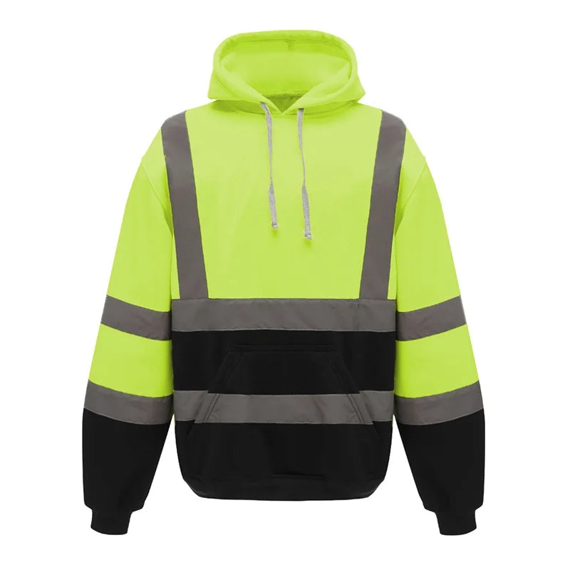 Men s Winter Reflective Hoodie Sweatshirts Long Sleeve Geometric Pattern Casual High Visibility Tops with Side Zipper