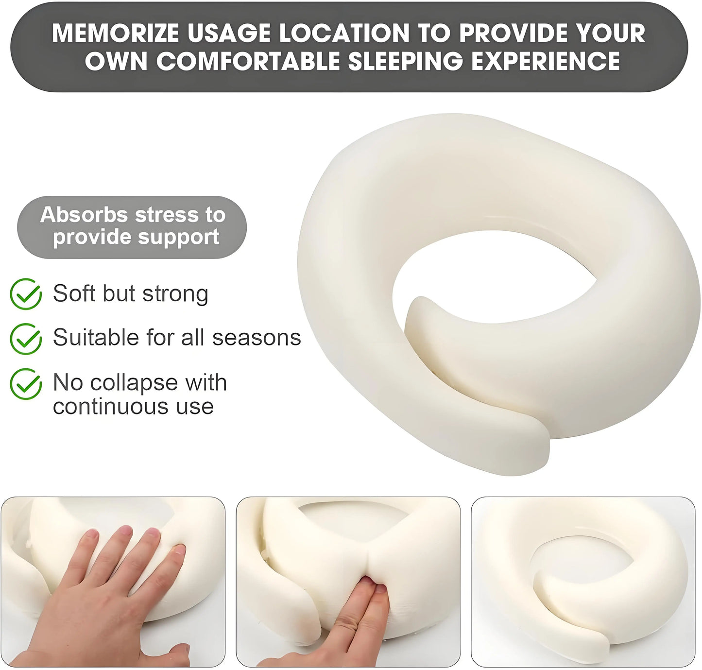 Memory Foam Travel Neck Pillow | 360° Support for Airplane Office Car | Ergonomic Comfort for Long Trips & Commutes