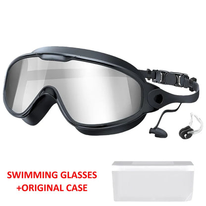 Integrated Earplugs Adult Big Frame Swimming Goggles – Anti-Fog & UV Protection