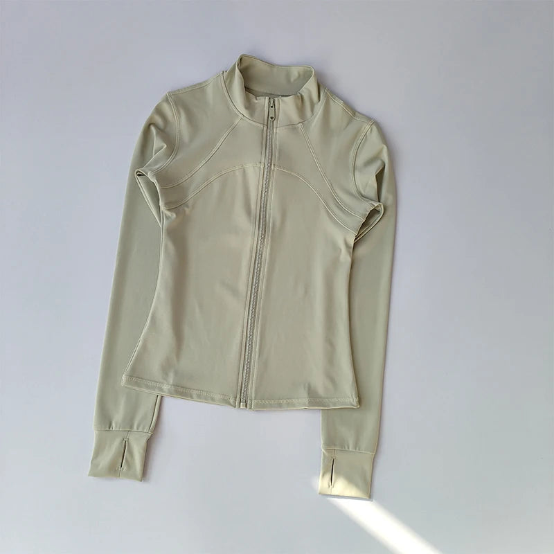 SKINOFSKIN Women’s High-End Yoga & Running Top – Long-Sleeve Standing Collar Sports Jacket
