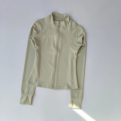 SKINOFSKIN Women’s High-End Yoga & Running Top – Long-Sleeve Standing Collar Sports Jacket