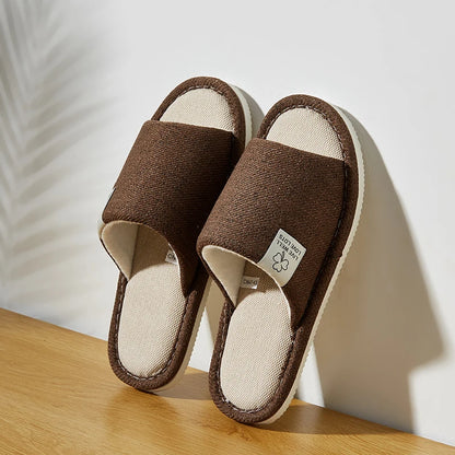 Home Linen Slippers for Men – Breathable Indoor Hemp Shoes for Spring & Autumn
