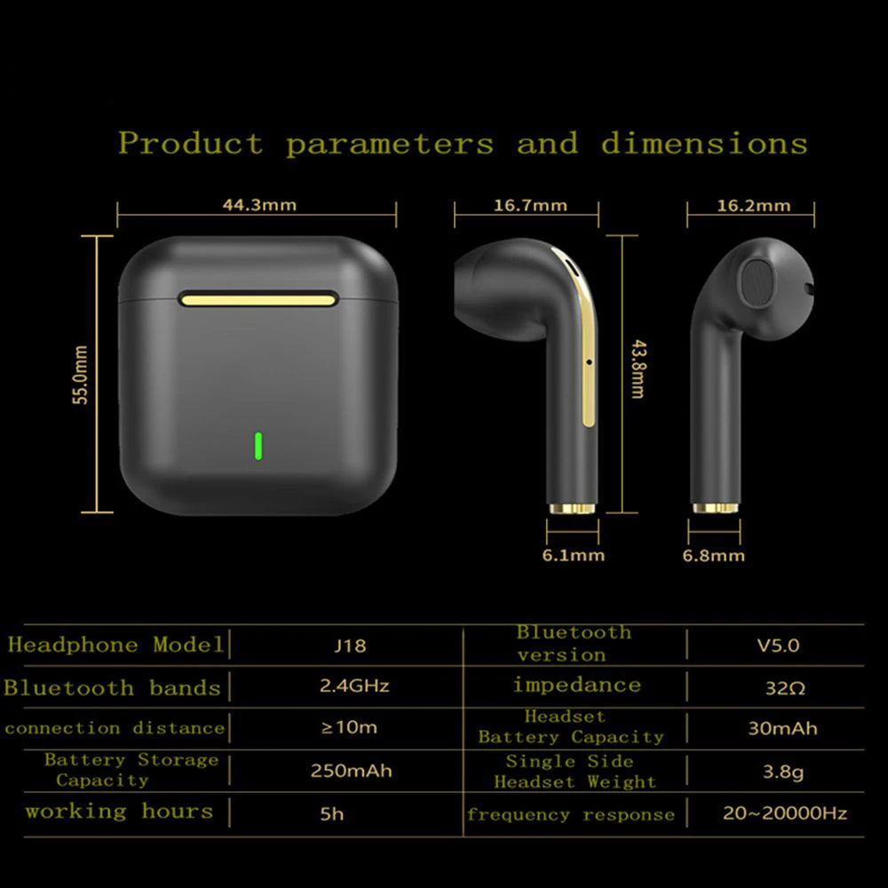 Xiaomi J18 Wireless Earphones – Waterproof Sport Bluetooth Earbuds with Noise Cancellation & Microphone