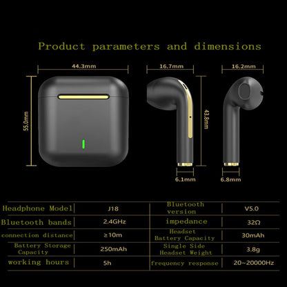 Xiaomi J18 Wireless Earphones – Waterproof Sport Bluetooth Earbuds with Noise Cancellation & Microphone