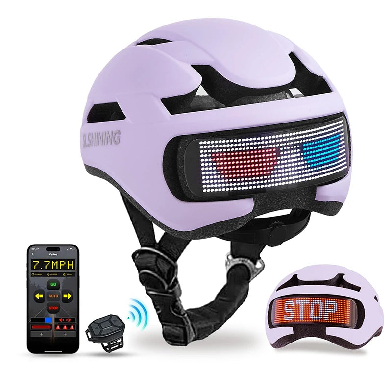 SLSHINING Smart LED Bike Helmet – APP-Controlled Road & MTB Helmet with Taillight Display