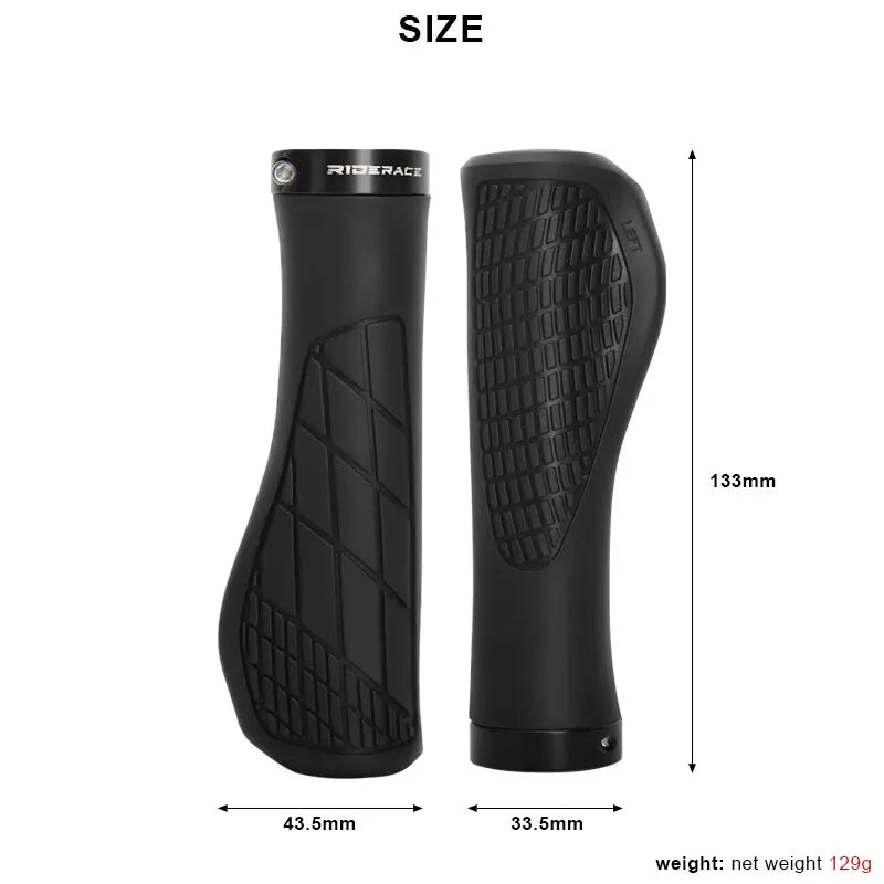 Riderace MTB Bicycle Grips – Soft Rubber Shockproof Handlebar Covers with Lock-On