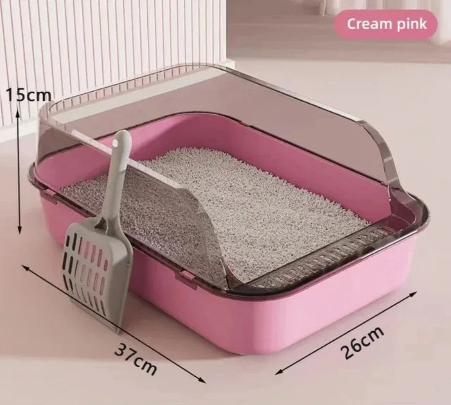 Kitty Sandbox Cat Litter Box | Semi-Enclosed & Enclosed Splashproof Cat Toilet