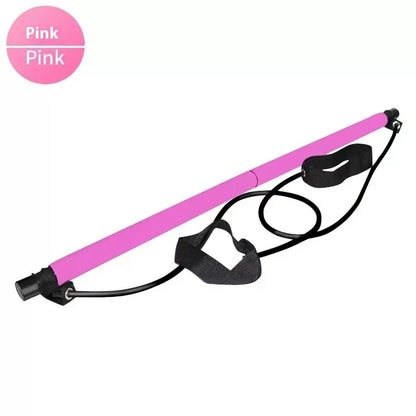 Pilates Stick Bar with Resistance Bands – Adjustable Home Workout Fitness Bar for Yoga, Stretching & Full Body Training