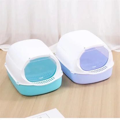 Kitty Sandbox Cat Litter Box | Semi-Enclosed & Enclosed Splashproof Cat Toilet