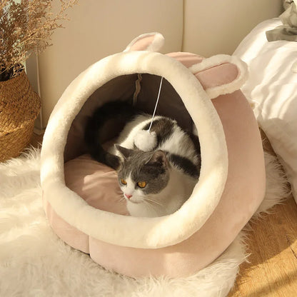 Deep Sleep Foldable Cat Bed – Breathable Cotton Pet Sleeping Mat with Removable Cushion