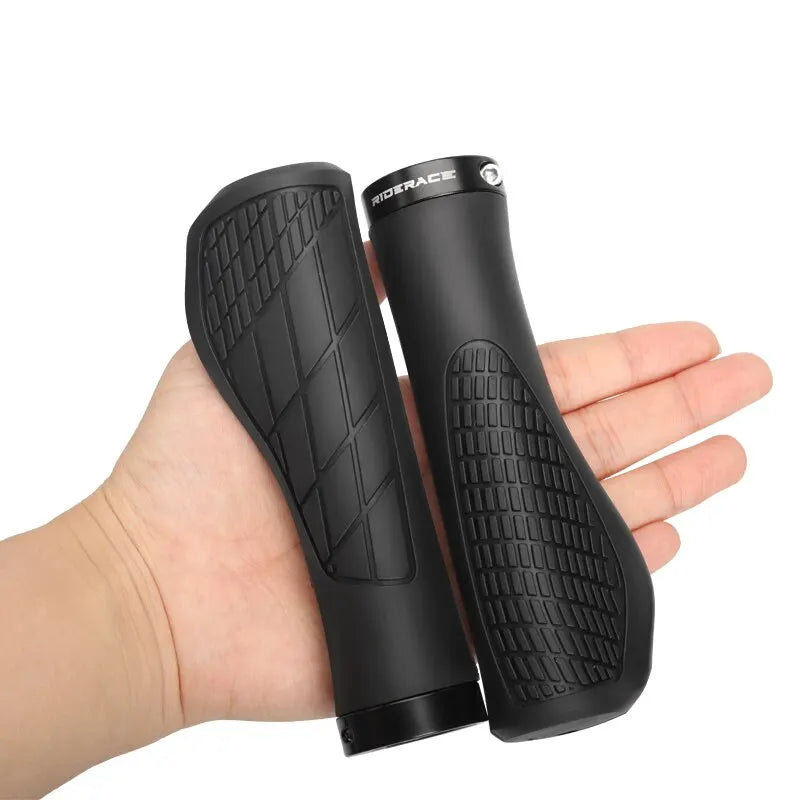 Riderace MTB Bicycle Grips – Soft Rubber Shockproof Handlebar Covers with Lock-On
