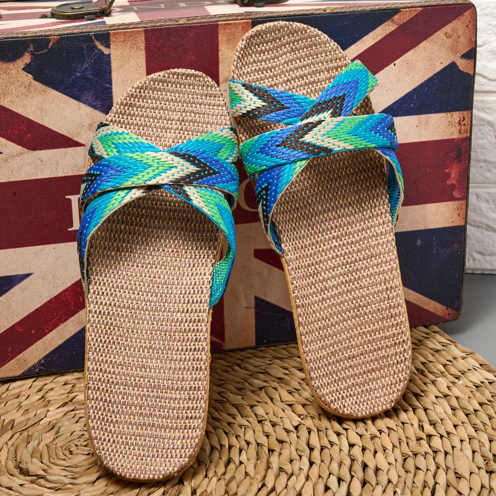 Indoor Women’s Linen Slippers – Lightweight Summer Home Shoes for Couples