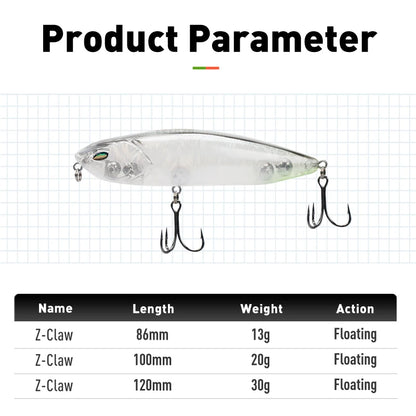 LEYDUN Z-Claw Floating Pencil Fishing Lure – Topwater Hard Bait