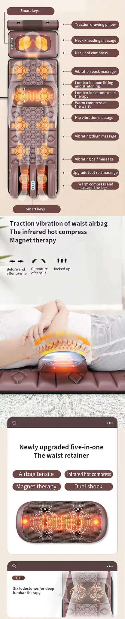 DAMEIDA HS-D5 Electric Massage Mattress – Full Body Vibrating & Heating Massager