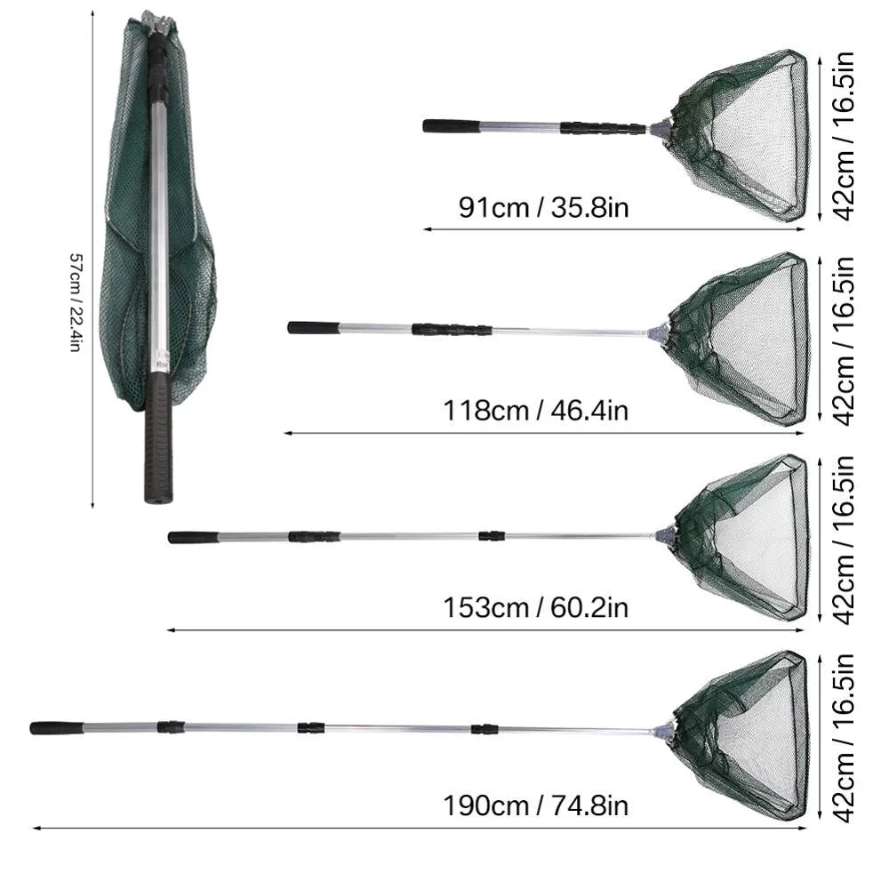 Telescopic Foldable Fishing Net – Aluminum Alloy Hand Net for Fly, Carp & Sea Fishing