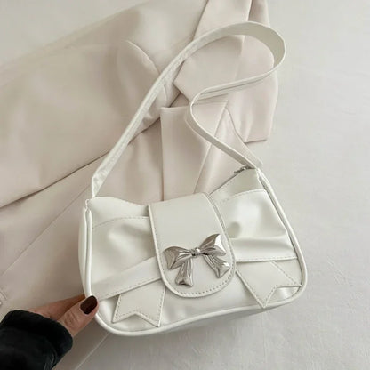 2025Trendy Bow Shoulder Bag Handbag Casual Underarm Bag Daily Commuting Bags PU Leather Lady Banquet Bag Business Women's Bags