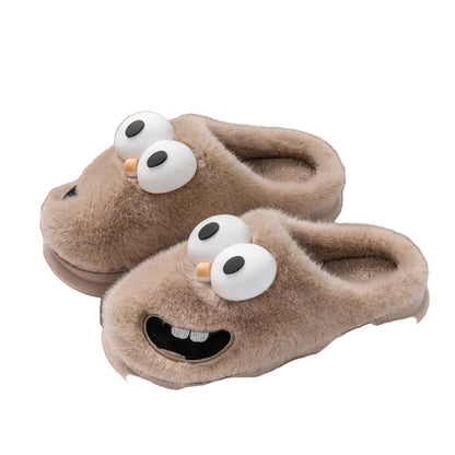 Men’s Plush Cartoon Winter Slippers – Warm Indoor Non-Slip Cotton Shoe