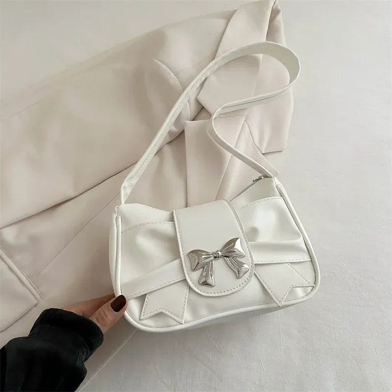 2025Trendy Bow Shoulder Bag Handbag Casual Underarm Bag Daily Commuting Bags PU Leather Lady Banquet Bag Business Women's Bags